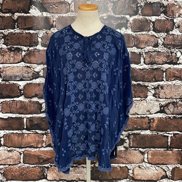 Johnny Was Lace Poncho Top Blue Size X Small XS - Picture 6 of 14